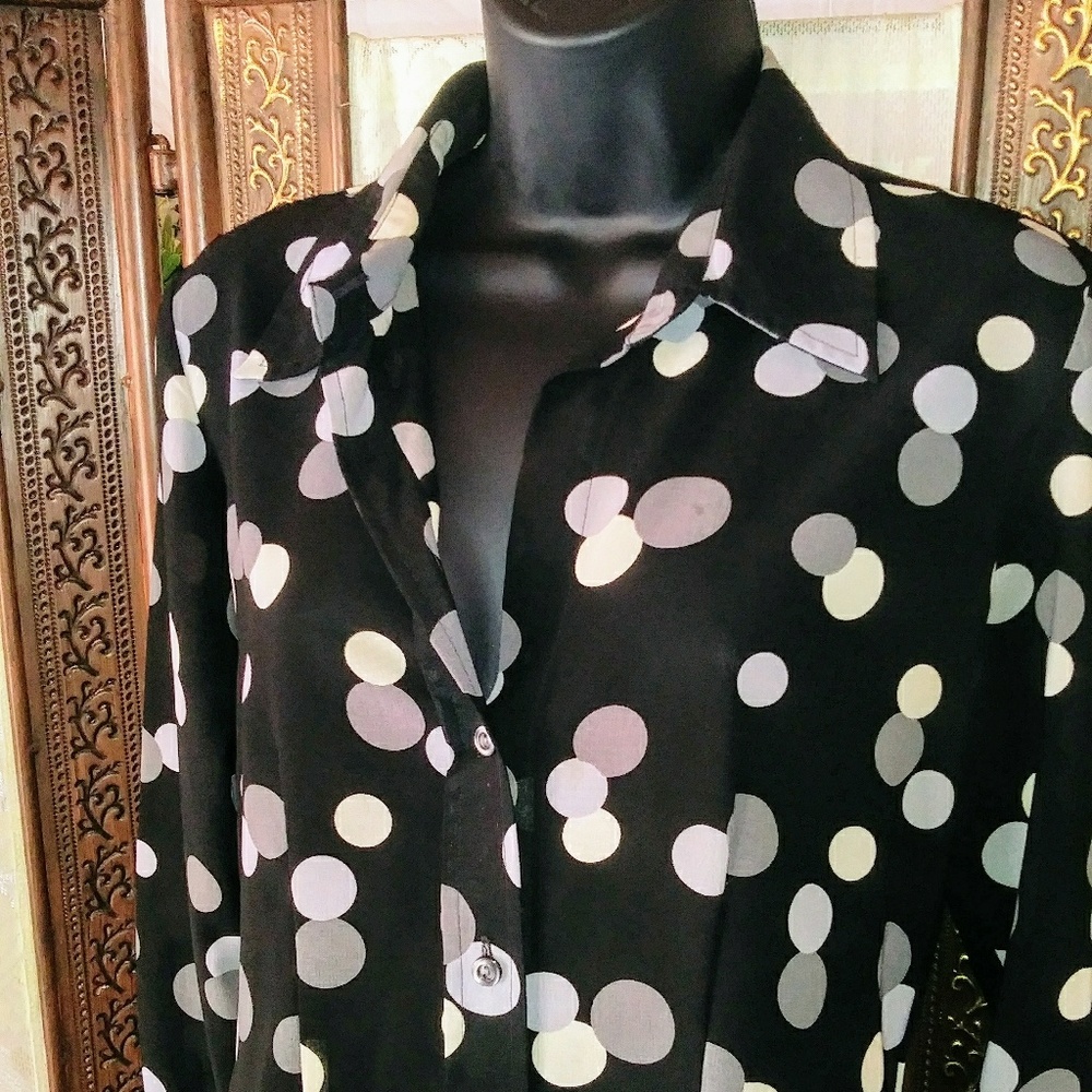 New York & Company Black sheer button top